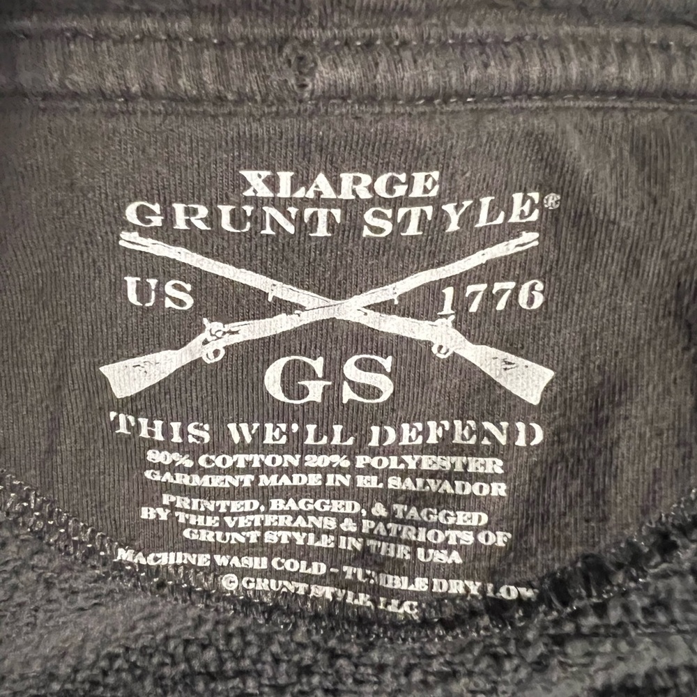 Grunt Style Black Hoodie with White Print - Picture 3 of 3